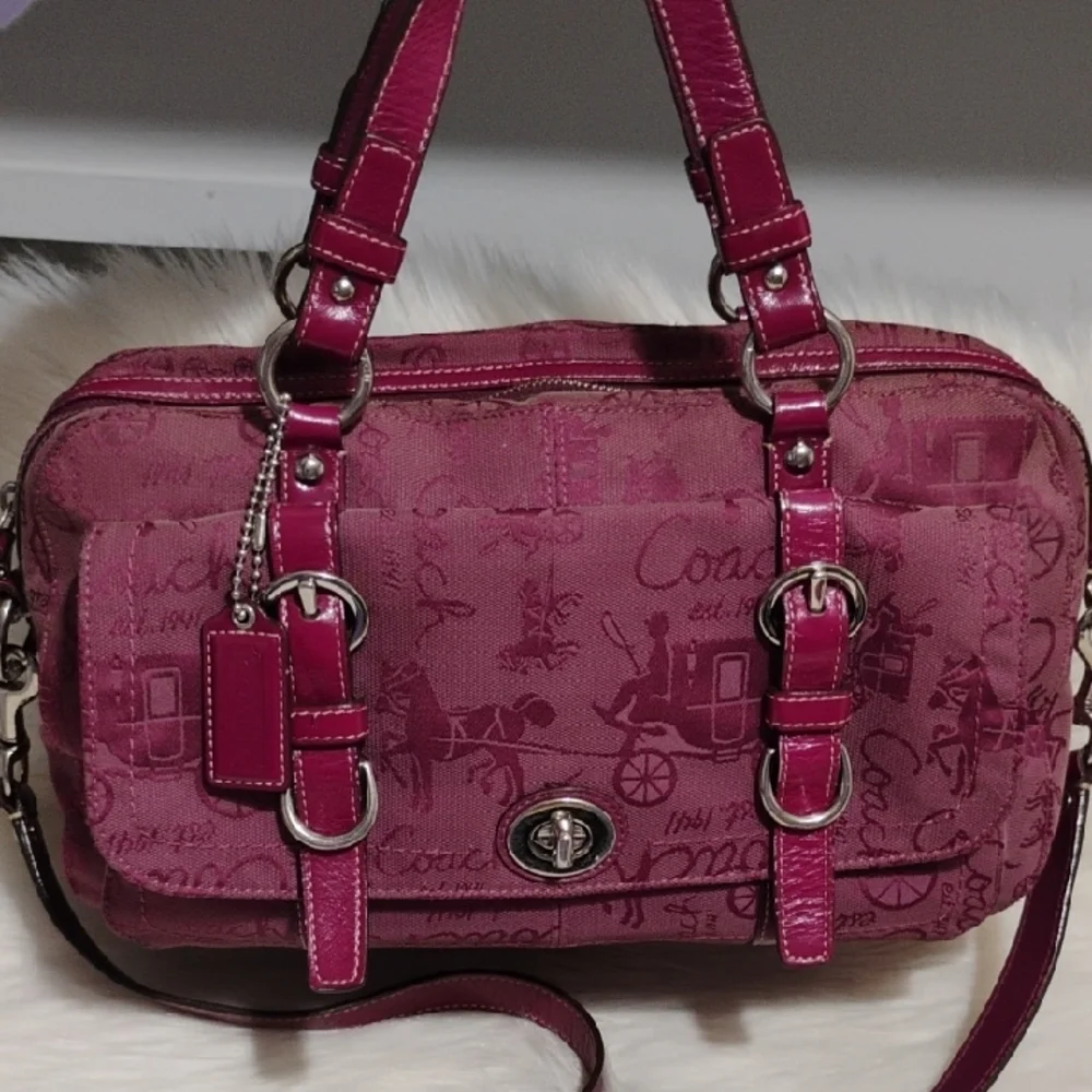 SOLD SOLD SOLD!oach Chelsea Horse & Carriage Vintage Maroon Satchel & Wallet Set - Picture 2 of 14